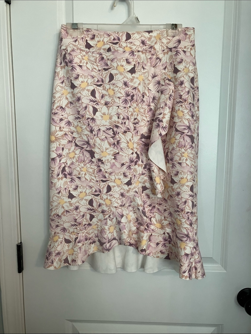 Anthropologie Floral Midi Skirt - Lavender, Cream & Yellow
